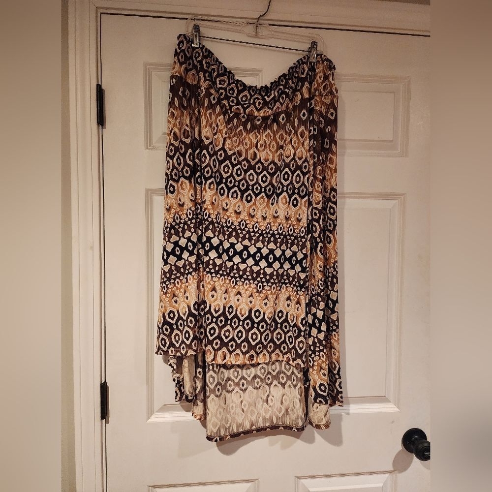 Cato stretchy brown and tan high low skirt 26W